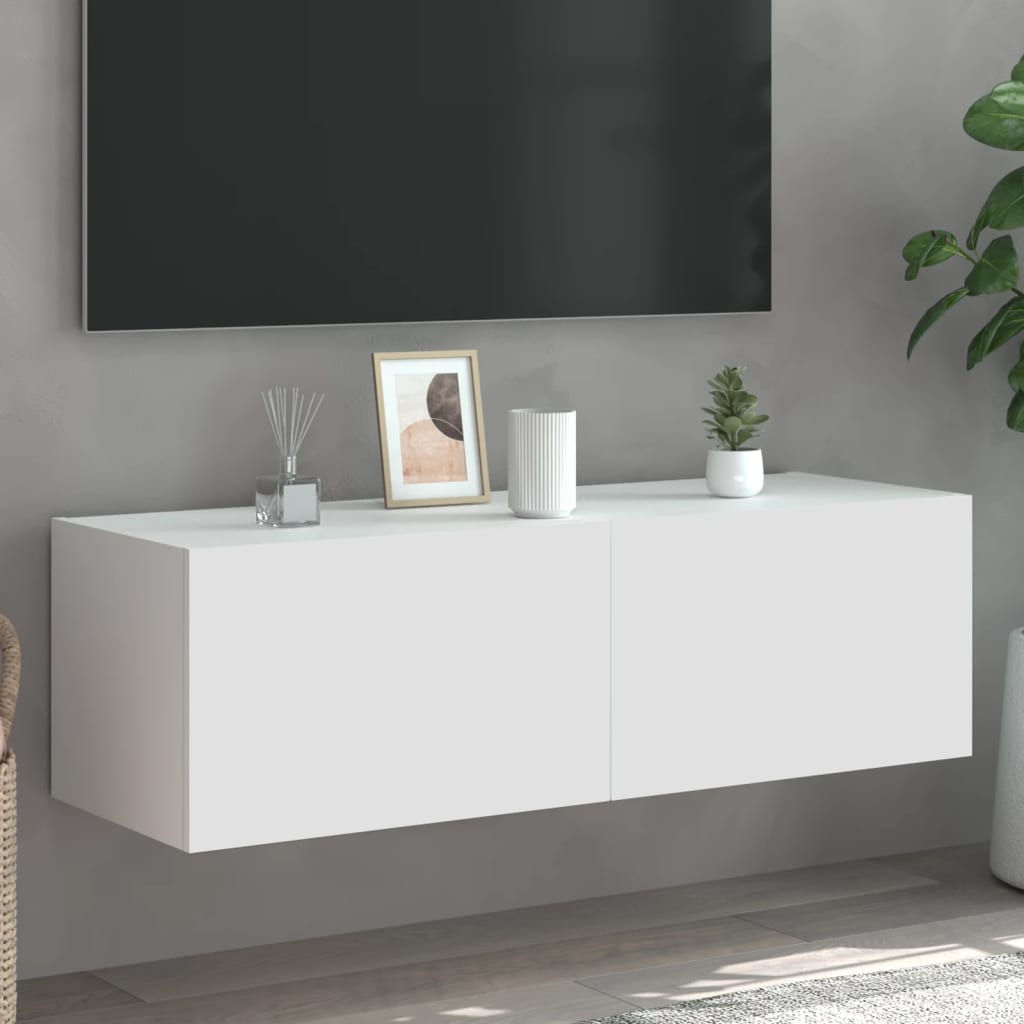 vidaXL TV nástenná skrinka s LED svetlami biela 100x35x31 cm