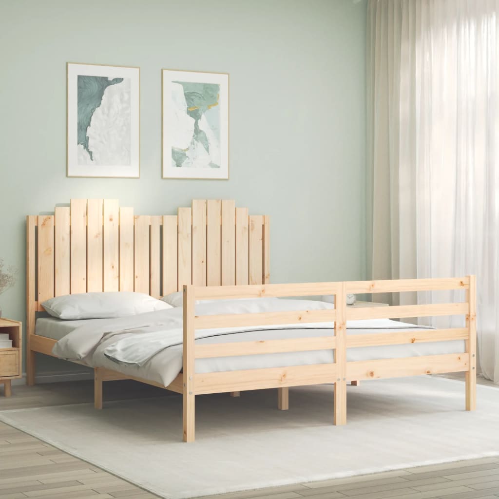 vidaXL Posteľný rám s čelom 160x200 cm masívne drevo