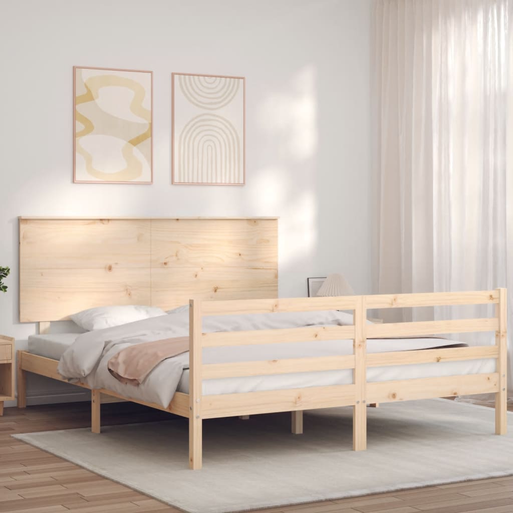 vidaXL Posteľný rám s čelom 160x200 cm masívne drevo