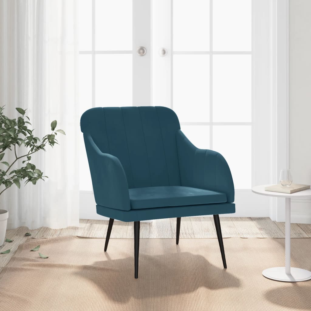 VidaXL Kreslo modré 63x76x80 cm zamat