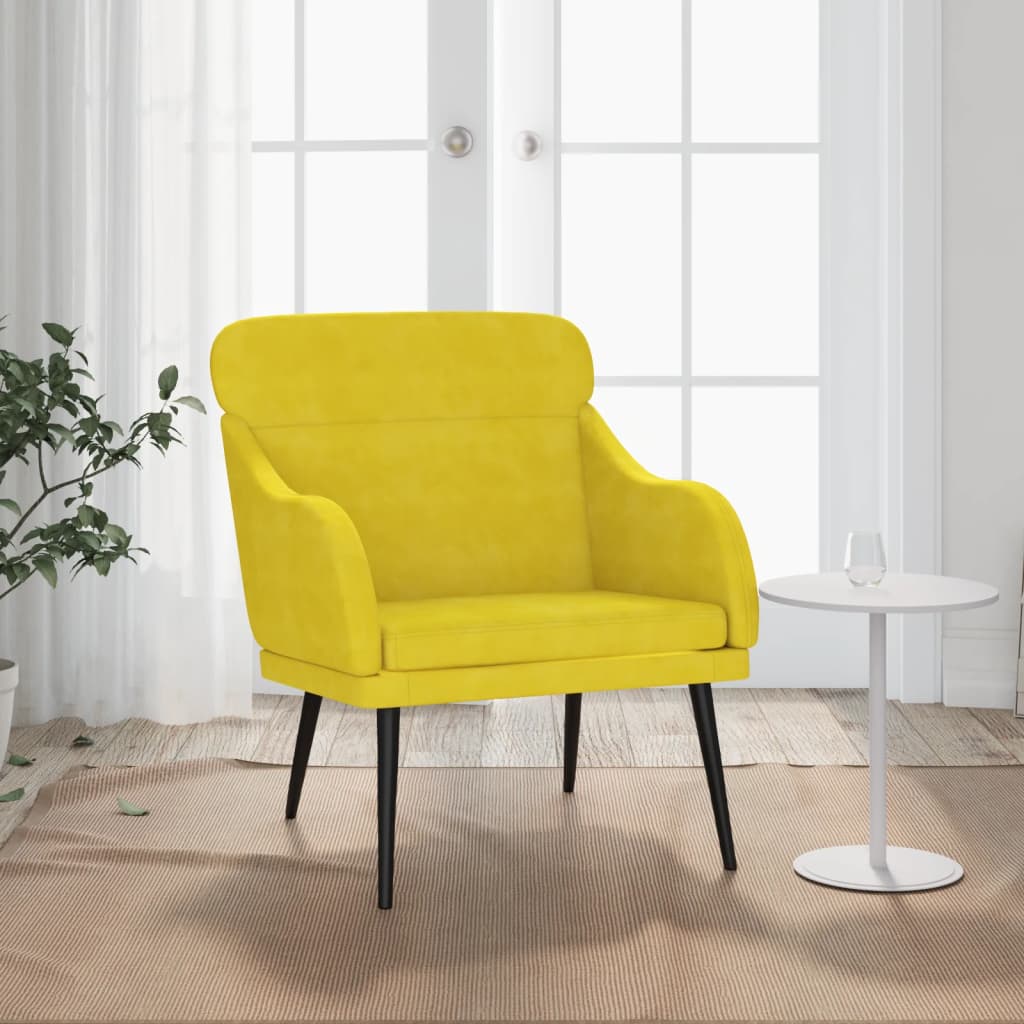 vidaXL Kreslo žlté 63x76x80 cm zamat
