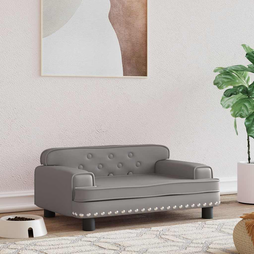 vidaXL Posteľ pre psa sivá 70x45x30 cm umelá koža
