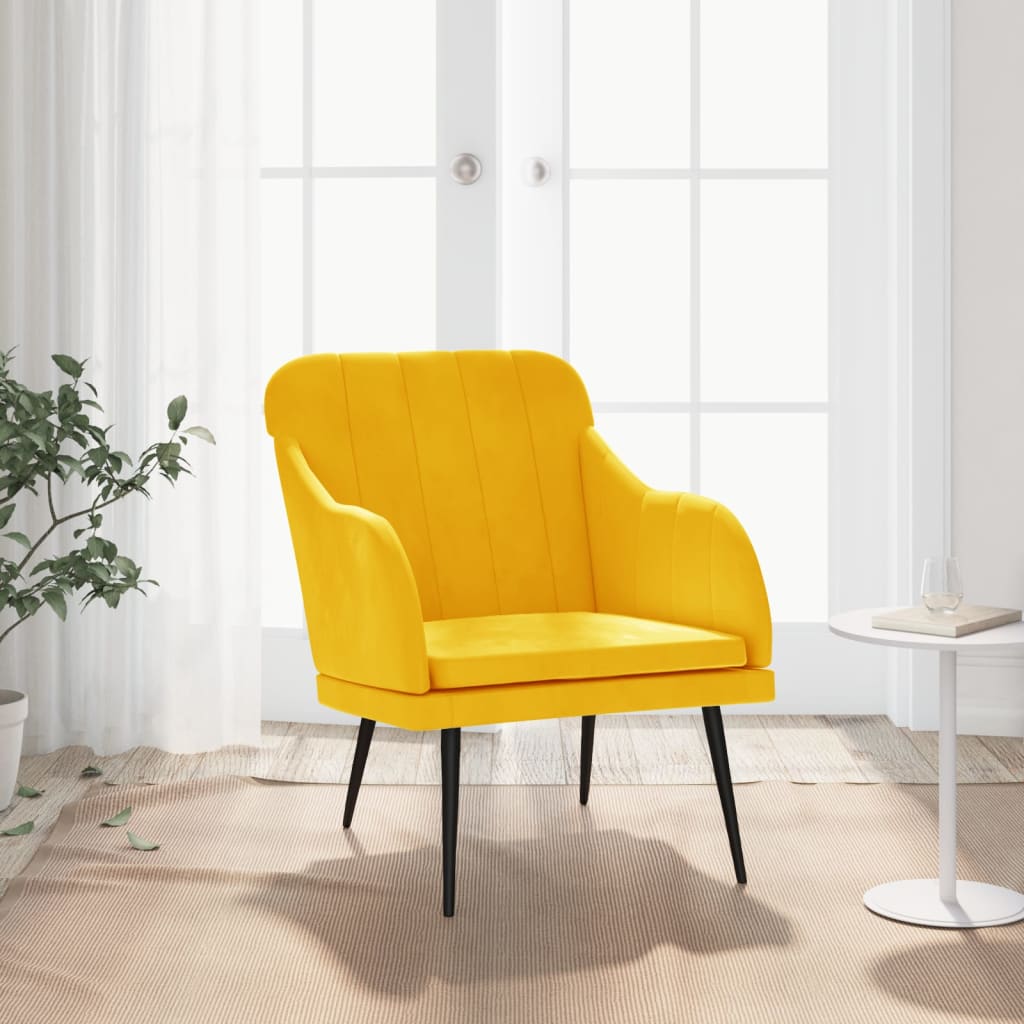 vidaXL Kreslo žlté 63x76x80 cm zamat