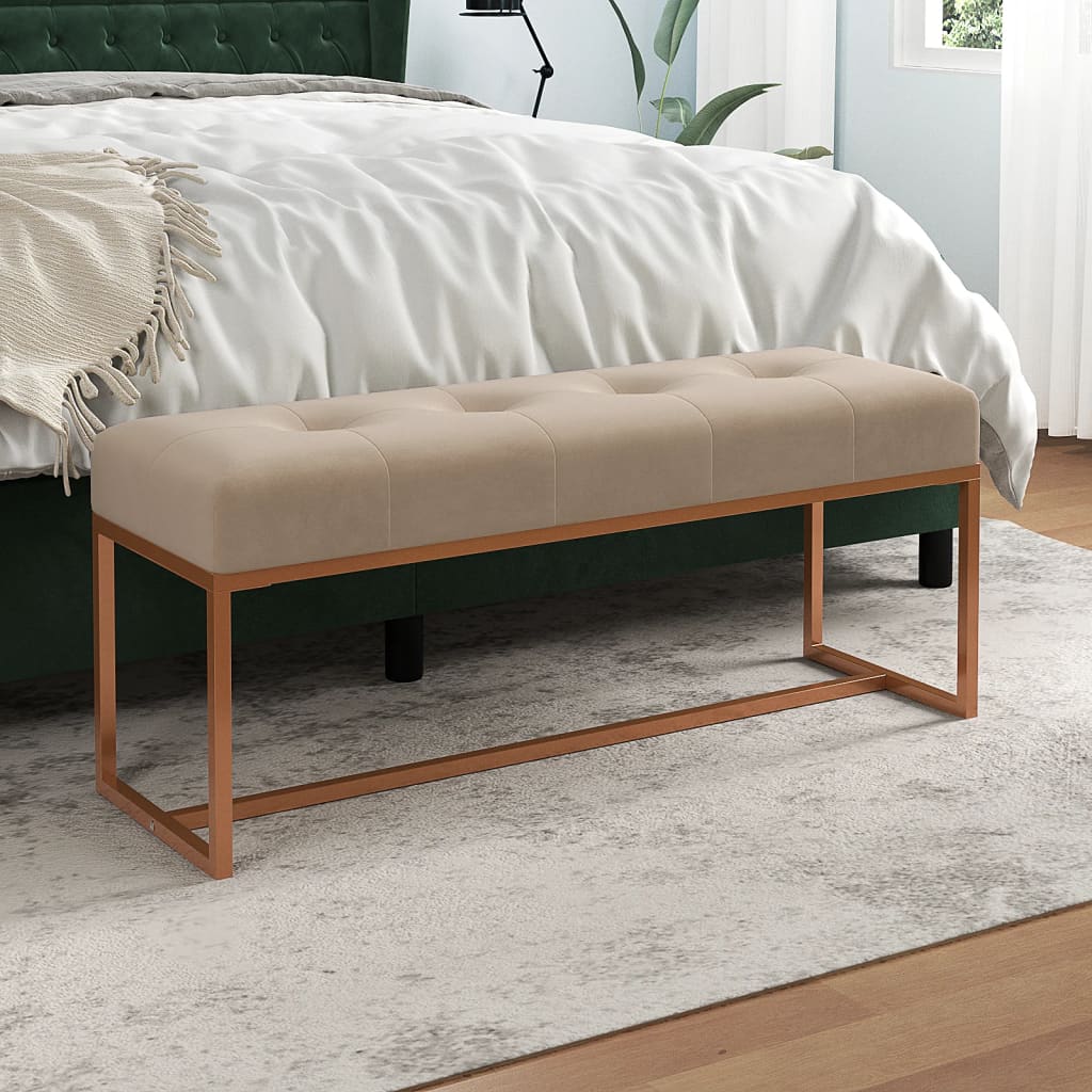 vidaXL Lavička béžová 110x36x45 cm zamat