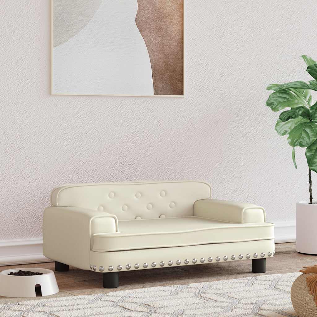 vidaXL Pelech pre psa krémový 70x45x30 cm umelá koža