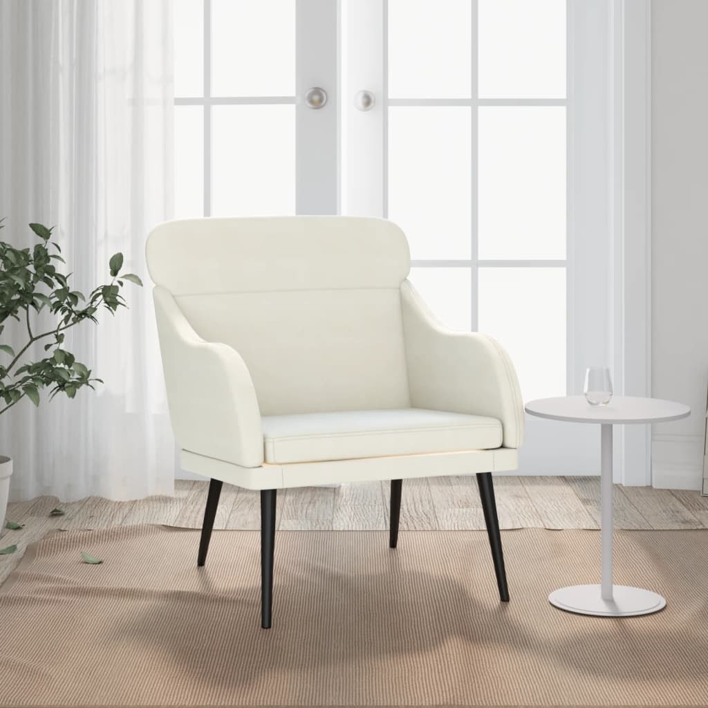 vidaXL Kreslo krémové 63x76x80 cm zamat