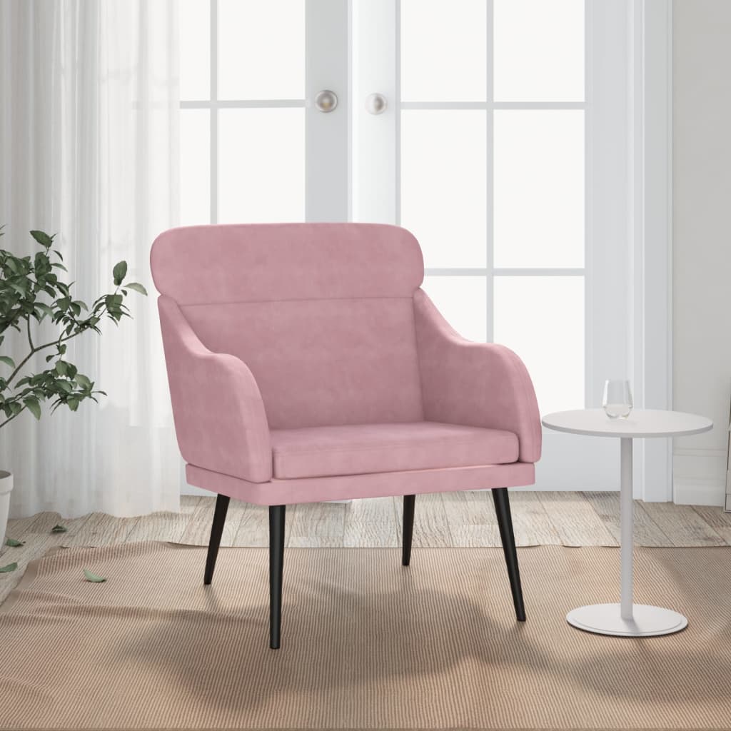 vidaXL Kreslo ružové 63x76x80 cm zamat