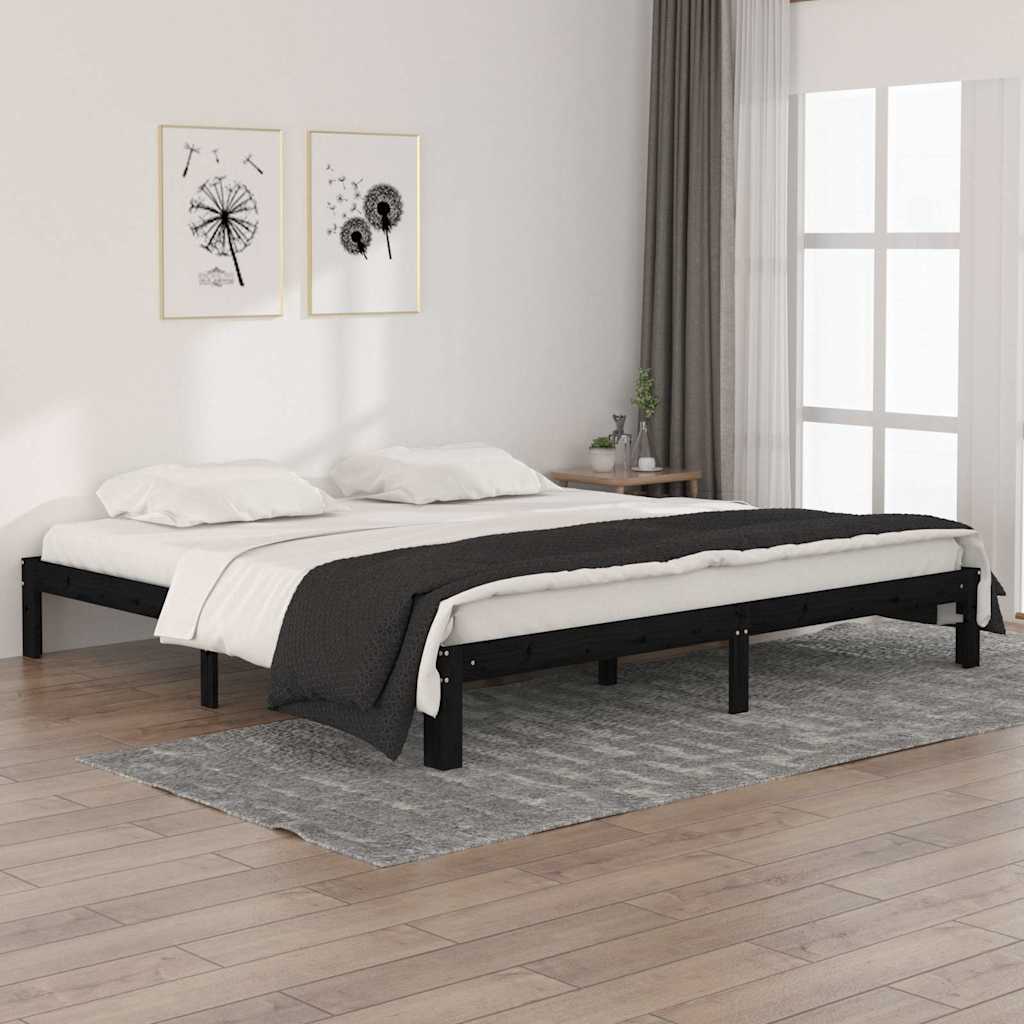 vidaXL Posteľný rám čierny masívna borovica 200x200 cm
