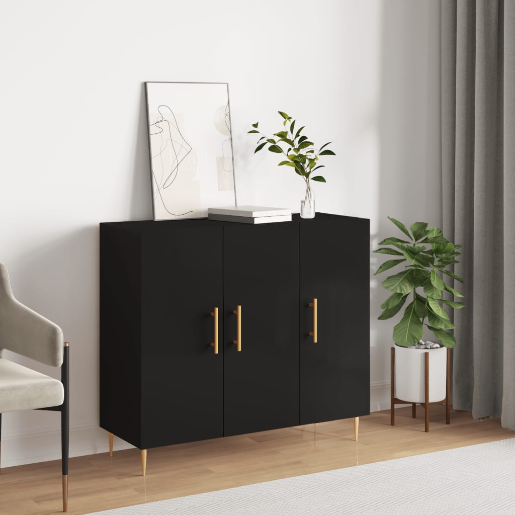 vidaXL Komoda čierna 90x34x80 cm kompozitné drevo