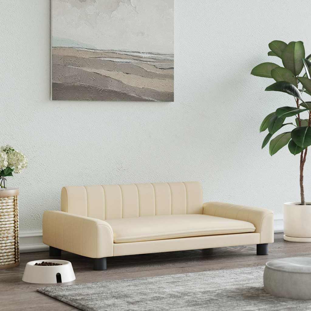 vidaXL Posteľ pre psa krémový 90x53x30 cm látka