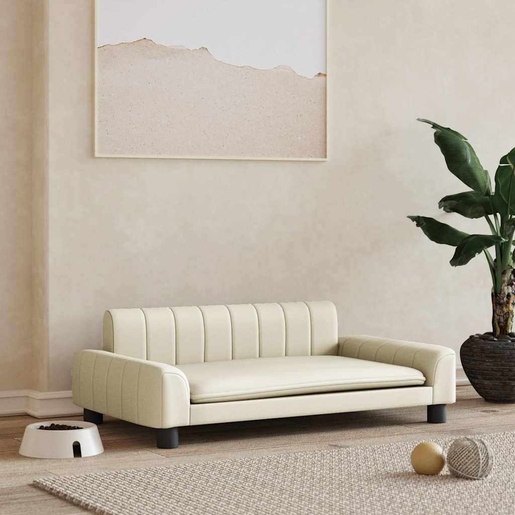 vidaXL Pelech pre psa krémový 90x53x30 cm umelá koža