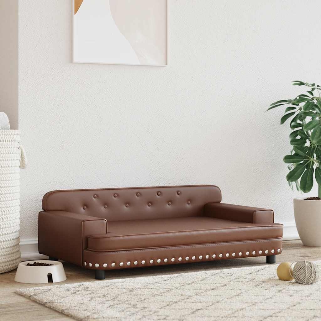 vidaXL Pelech pre psa hnedý 90x53x30 cm umelá koža