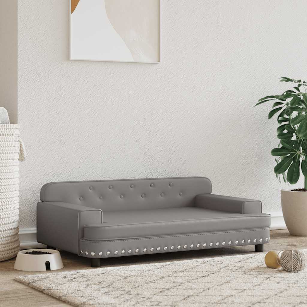vidaXL Pelech pre psa, sivý 90x53x30 cm, umelá koža