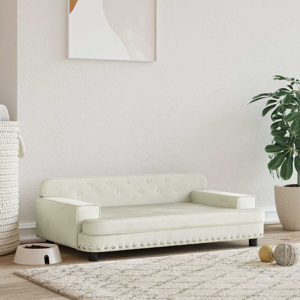 vidaXL Pelech pre psa krémový 90x53x30 cm zamat