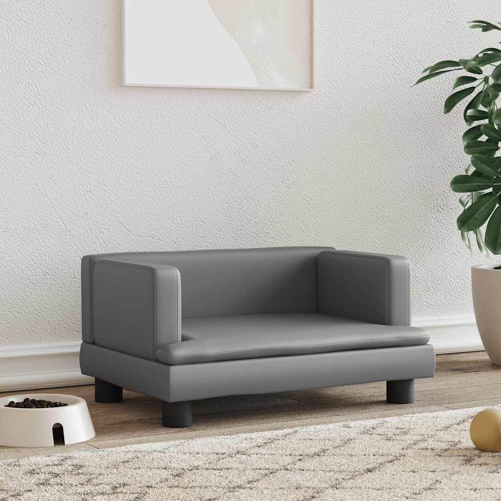 vidaXL Pelech pre psa sivý 60x40x30 cm umelá koža