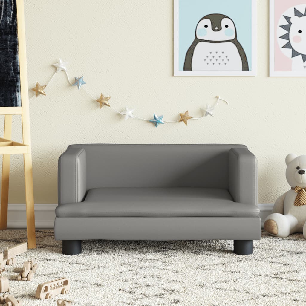 vidaXL Detská pohovka sivá 60x40x30 cm umelá koža