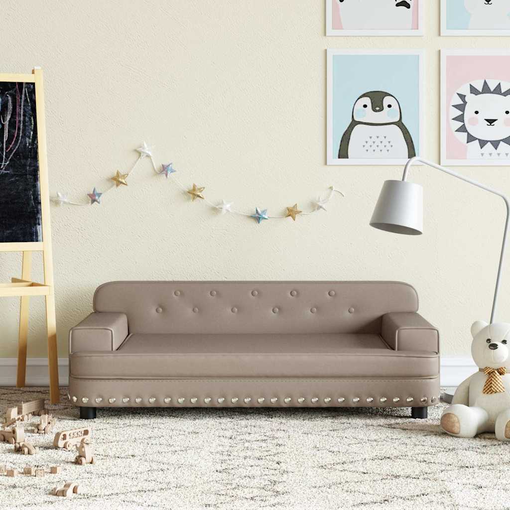 vidaXL Detská pohovka kapučínová 90x53x30 cm umelá koža