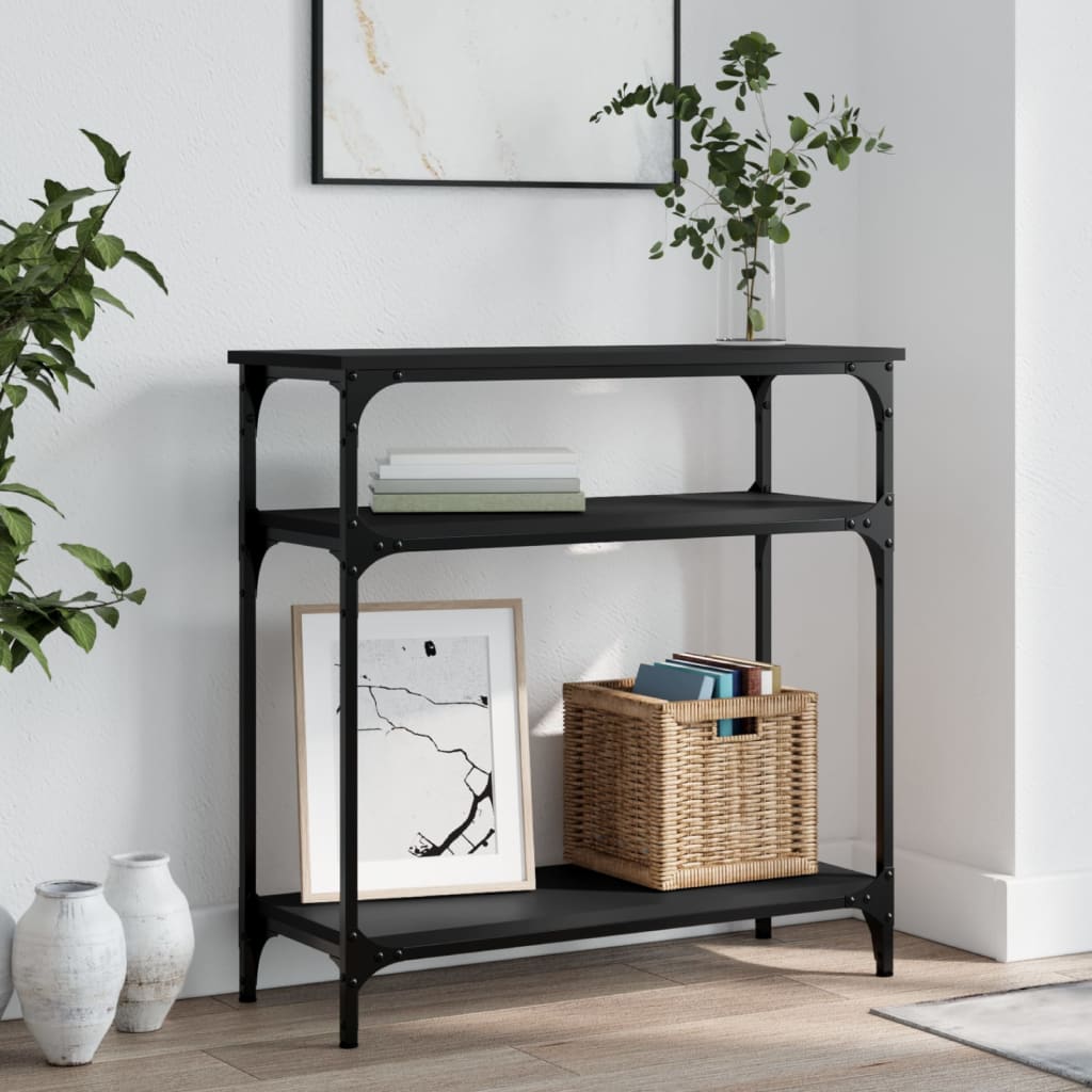 vidaXL Konzolový stolík čierny 75x29x75 cm kompozitné drevo