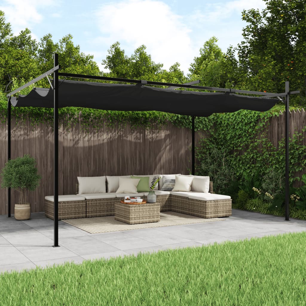 vidaXL Pergola so zaťahovacou strechou antracitová 395x292x230 cm