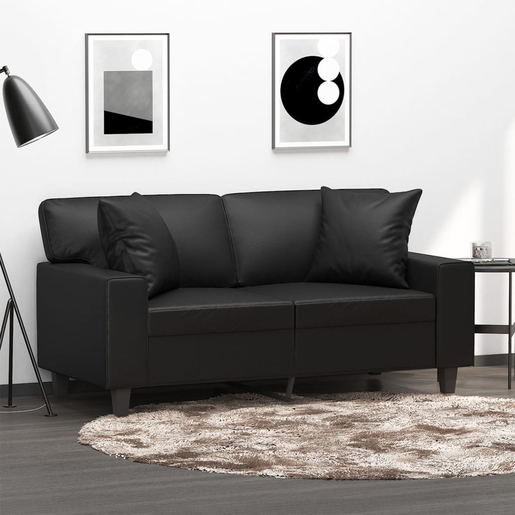 vidaXL 2-miestna pohovka s vankúšmi čierna 120 cm umelá koža