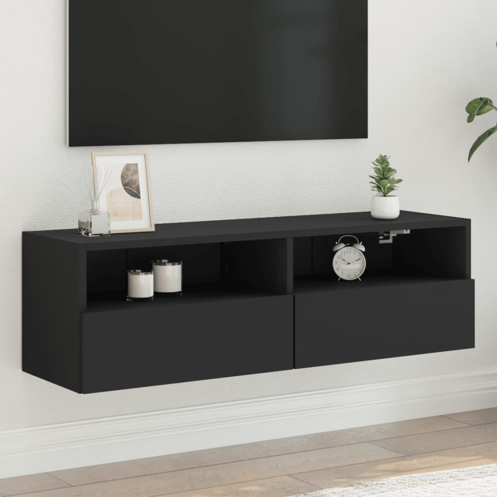vidaXL TV nástenná skrinka čierna 100x30x30 cm kompozitné drevo