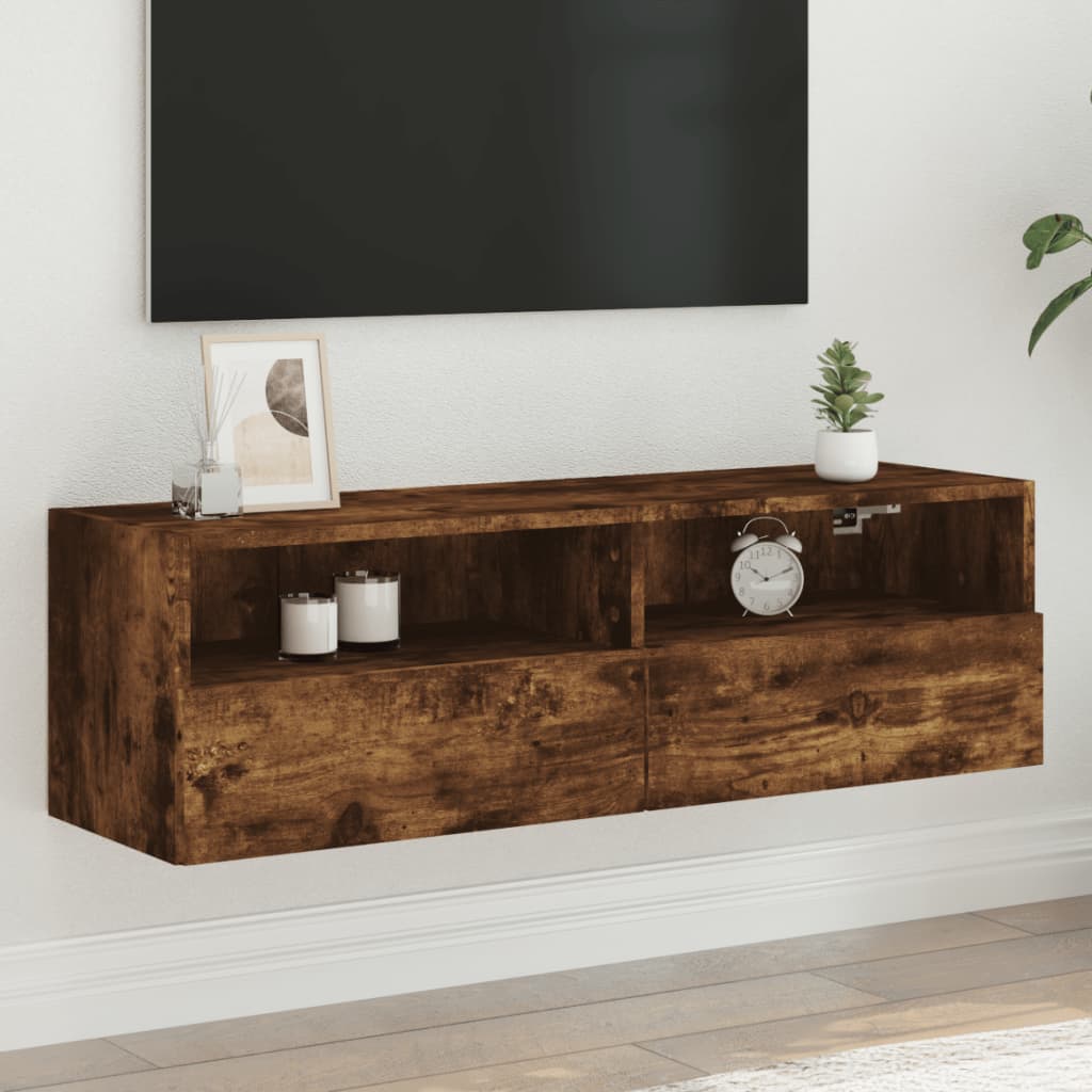vidaXL TV nástenná skrinka dymový dub 100x30x30 cm kompozitné drevo