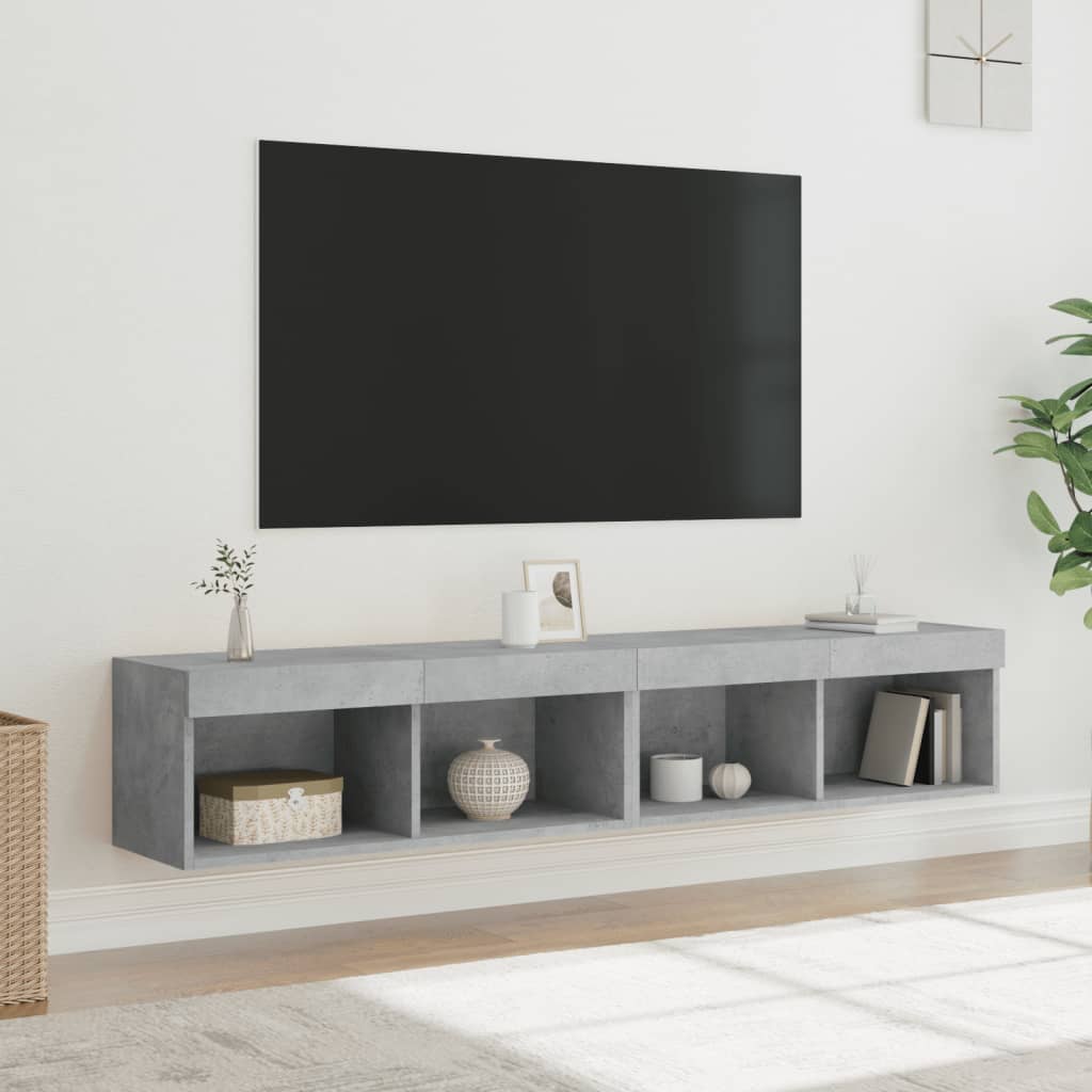 vidaXL TV skrinky s LED svetlami 2 ks betónovo sivé 80x30x30 cm