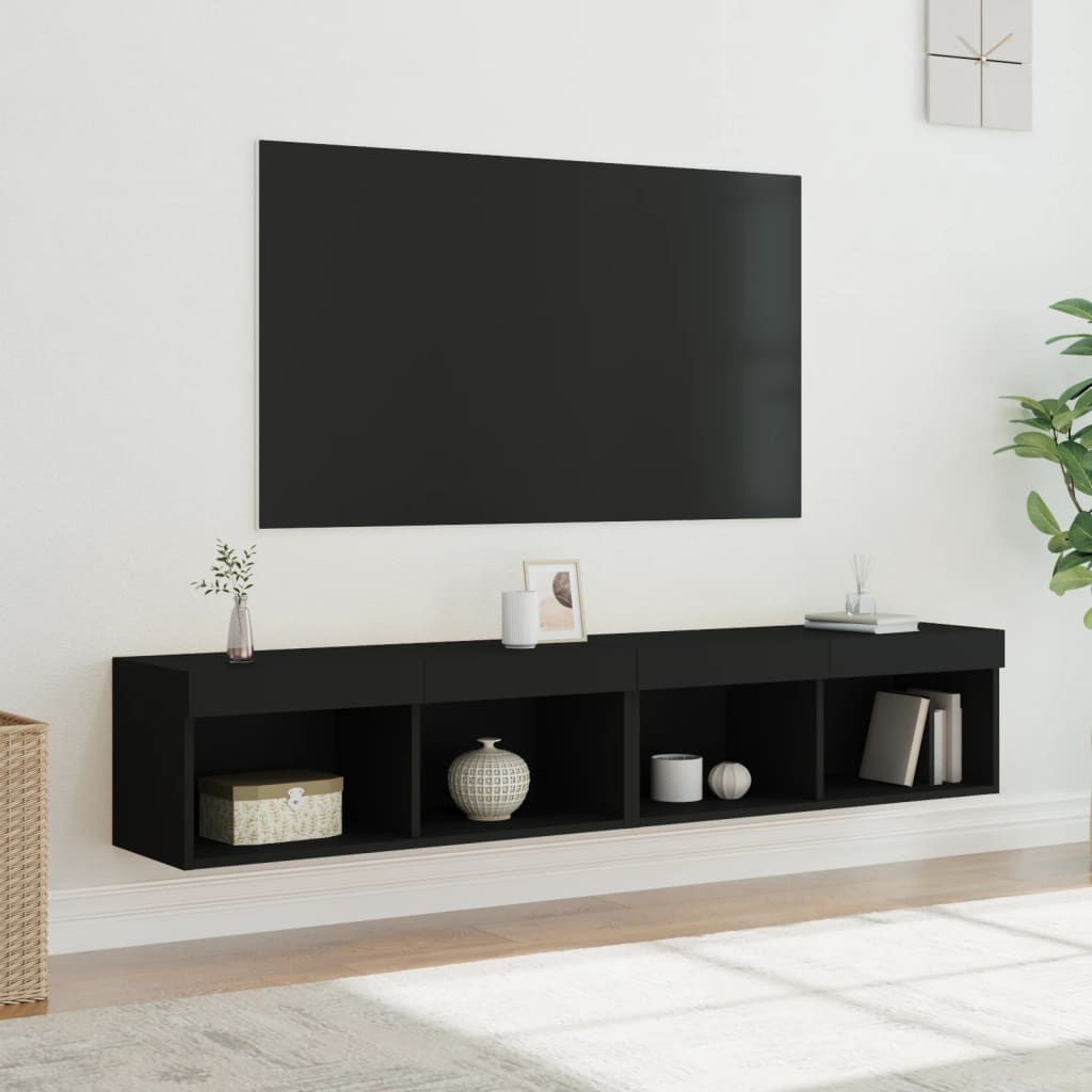 vidaXL TV skrinky s LED svetlami 2 ks čierne 80x30x30 cm