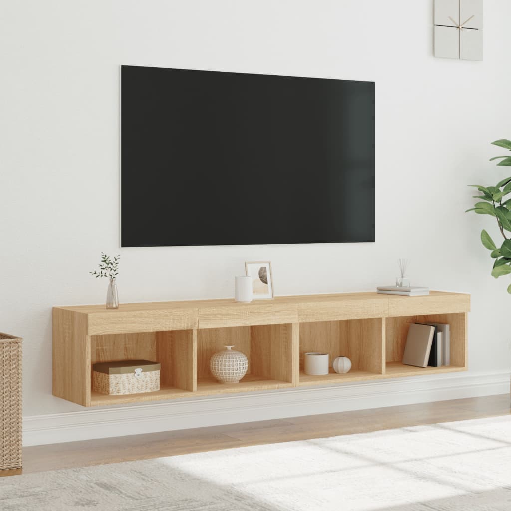 vidaXL TV skrinky s LED svetlami 2 ks dub sonoma 80x30x30 cm