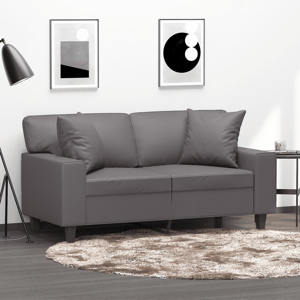 vidaXL 2-miestna pohovka s vankúšmi sivá 120 cm umelá koža