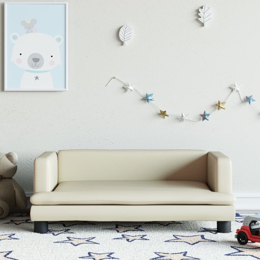 vidaXL Detská pohovka krémová 80x45x30 cm umelá koža