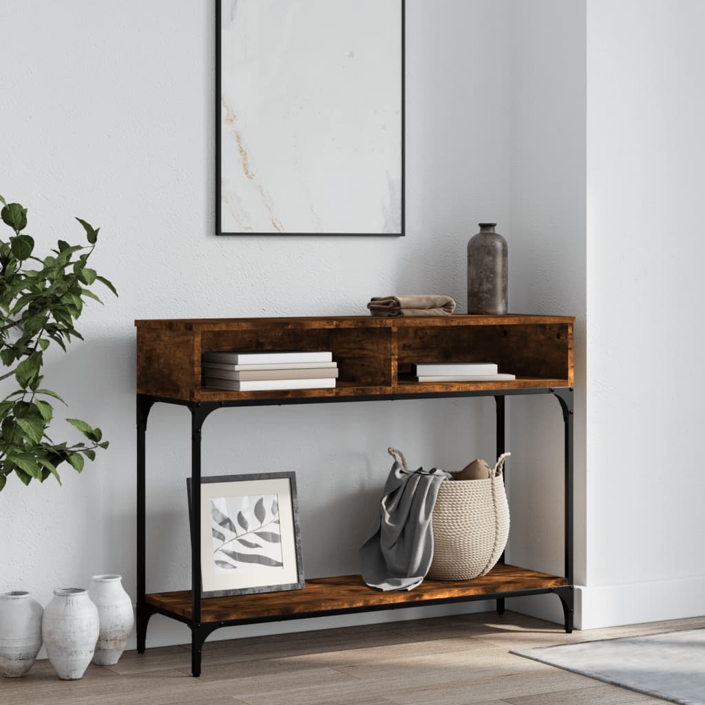vidaXL Konzolový stolík dymový dub 100x30,5x75 cm kompozitné drevo