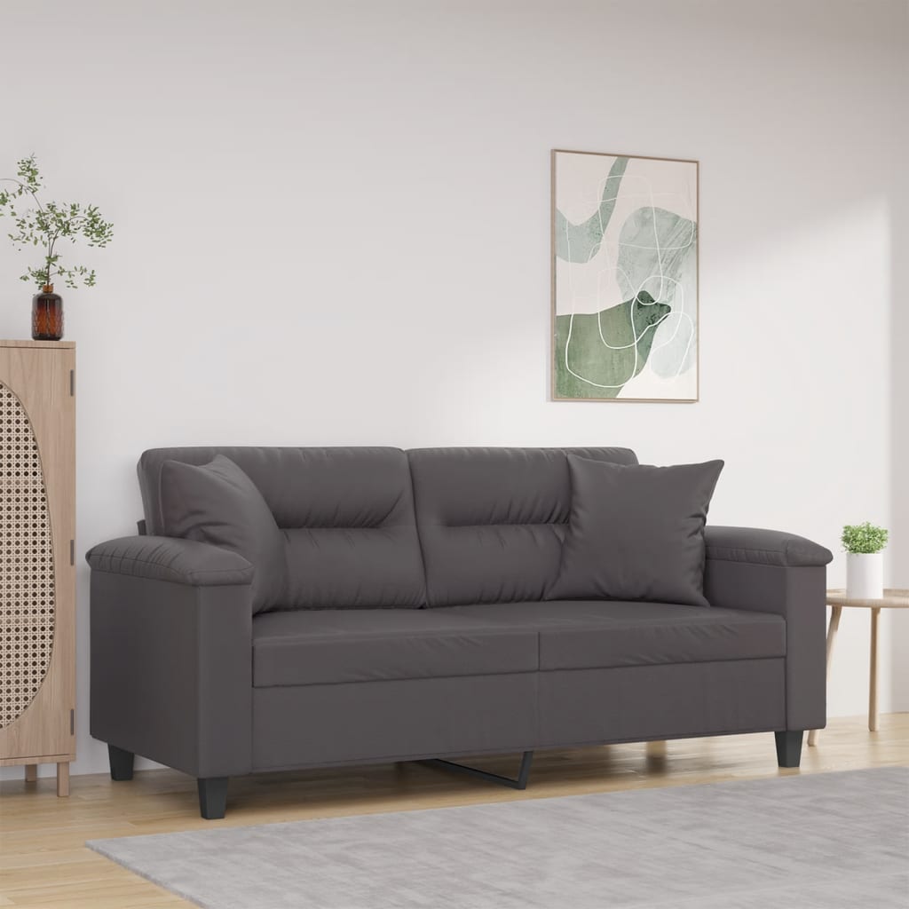 vidaXL 2-miestna pohovka s vankúšmi sivá 140 cm umelá koža