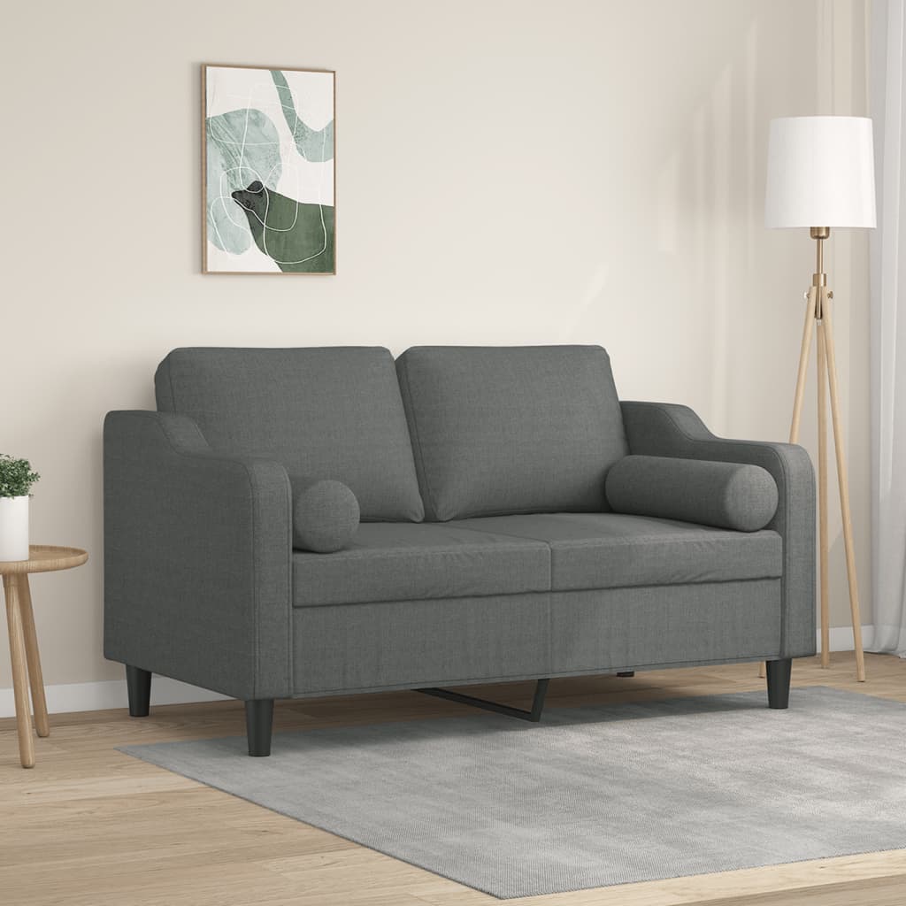 vidaXL 2-miestna pohovka s vankúšmi tmavosivá 120 cm látka