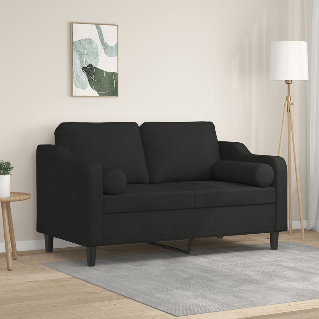 vidaXL 2-miestna pohovka s vankúšmi čierna 120 cm látka
