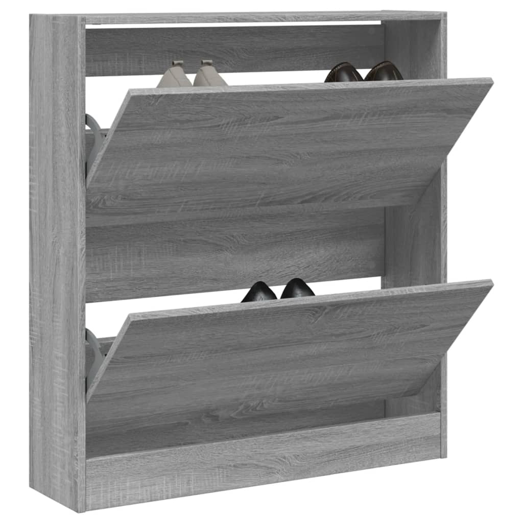 vidaXL Botník sivý dub sonoma 80x21x87,5 cm kompozitné drevo