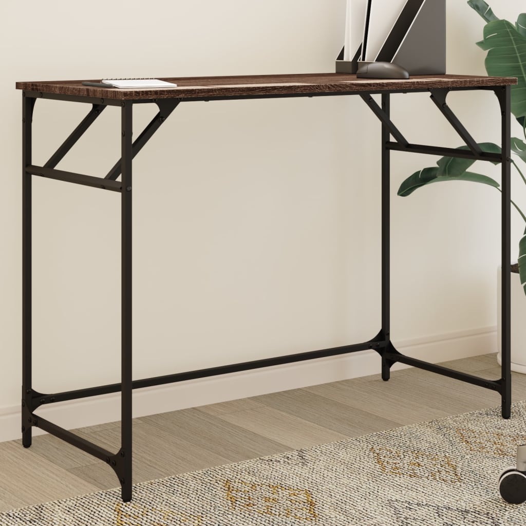 vidaXL Stôl hnedý dub 100x45x76 cm kompozitné drevo a práškovaná oceľ