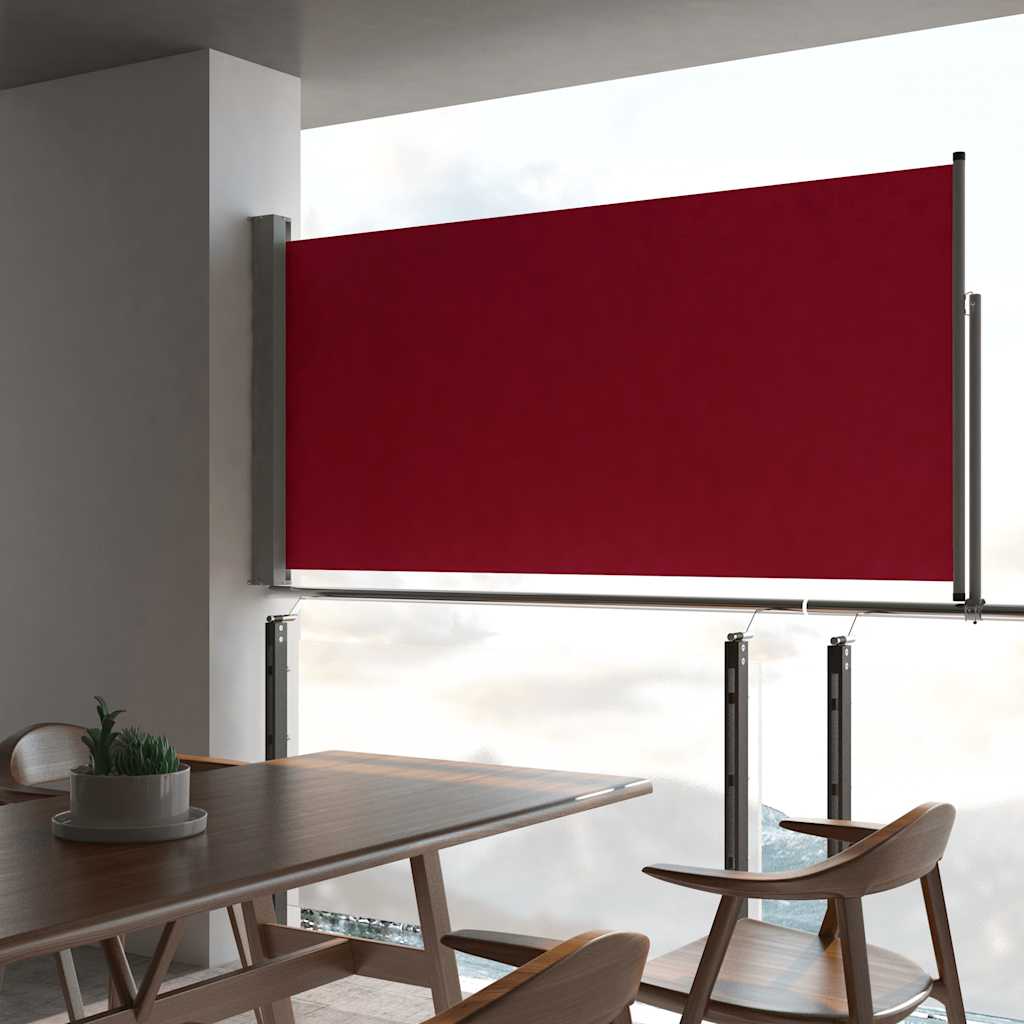 vidaXL Zaťahovacia bočná markíza na terasu 120x300 cm, červená