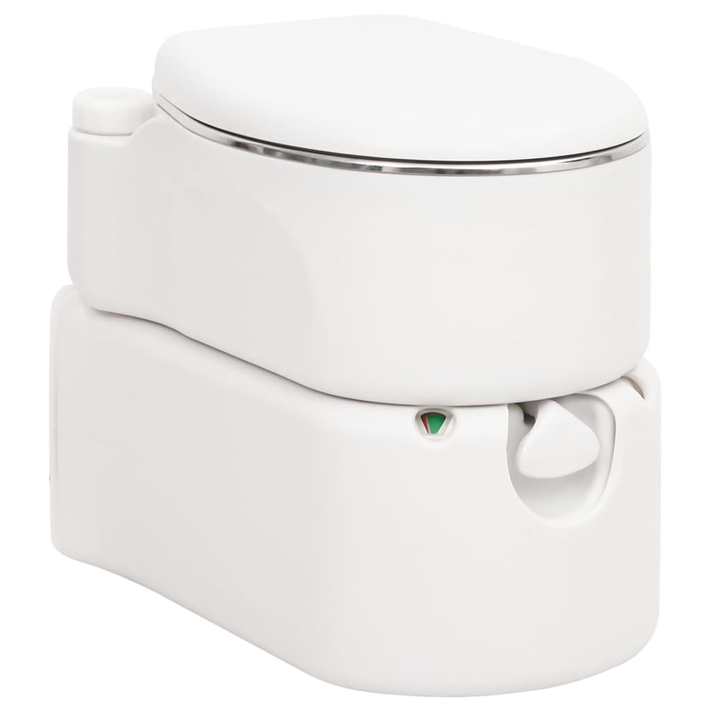 vidaXL Integrované kempingové WC biele 24+17 l HDPE a oceľ
