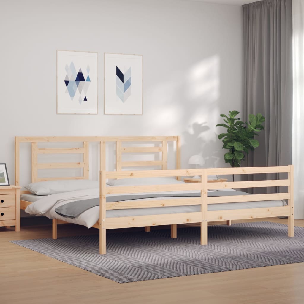 vidaXL Posteľný rám s čelom 200x200 cm masívne drevo