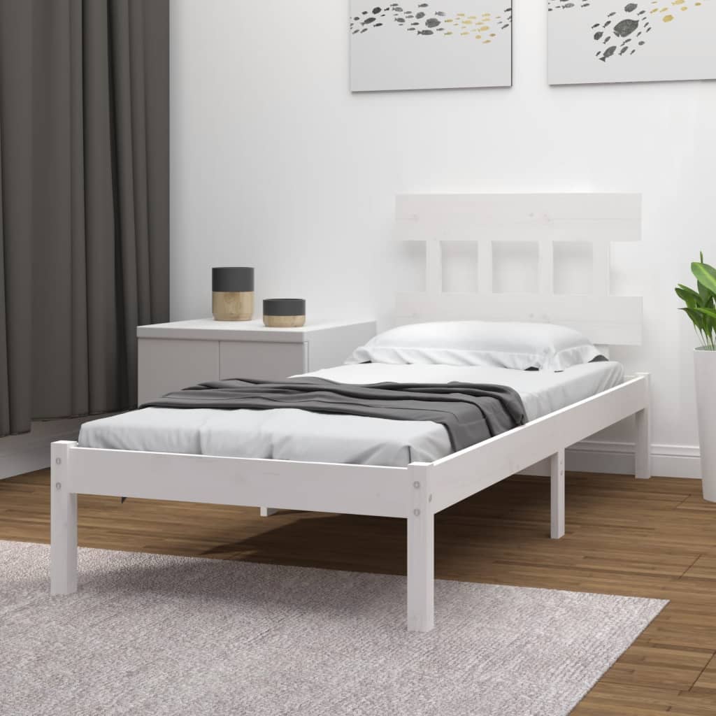 vidaXL Posteľný rám biely masívne drevo 100x200 cm