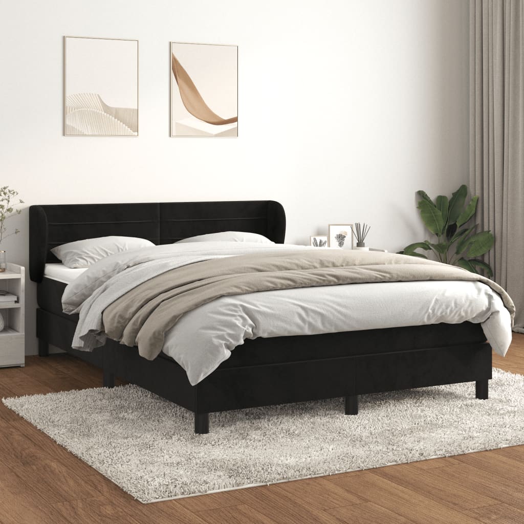 vidaXL Posteľný rám boxspring s matracom čierny 140x200 cm zamat