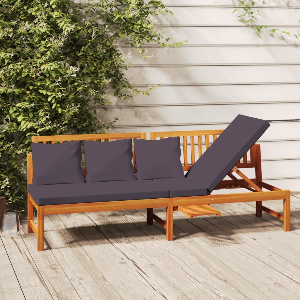 vidaxL Denná posteľ so sivým vankúšom 200x60x75 cm akáciový masív
