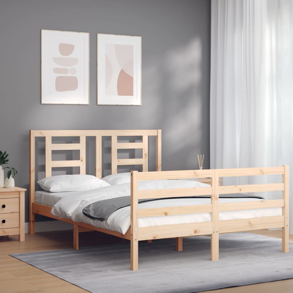 vidaXL Posteľný rám s čelom 140x200 cm masívne drevo
