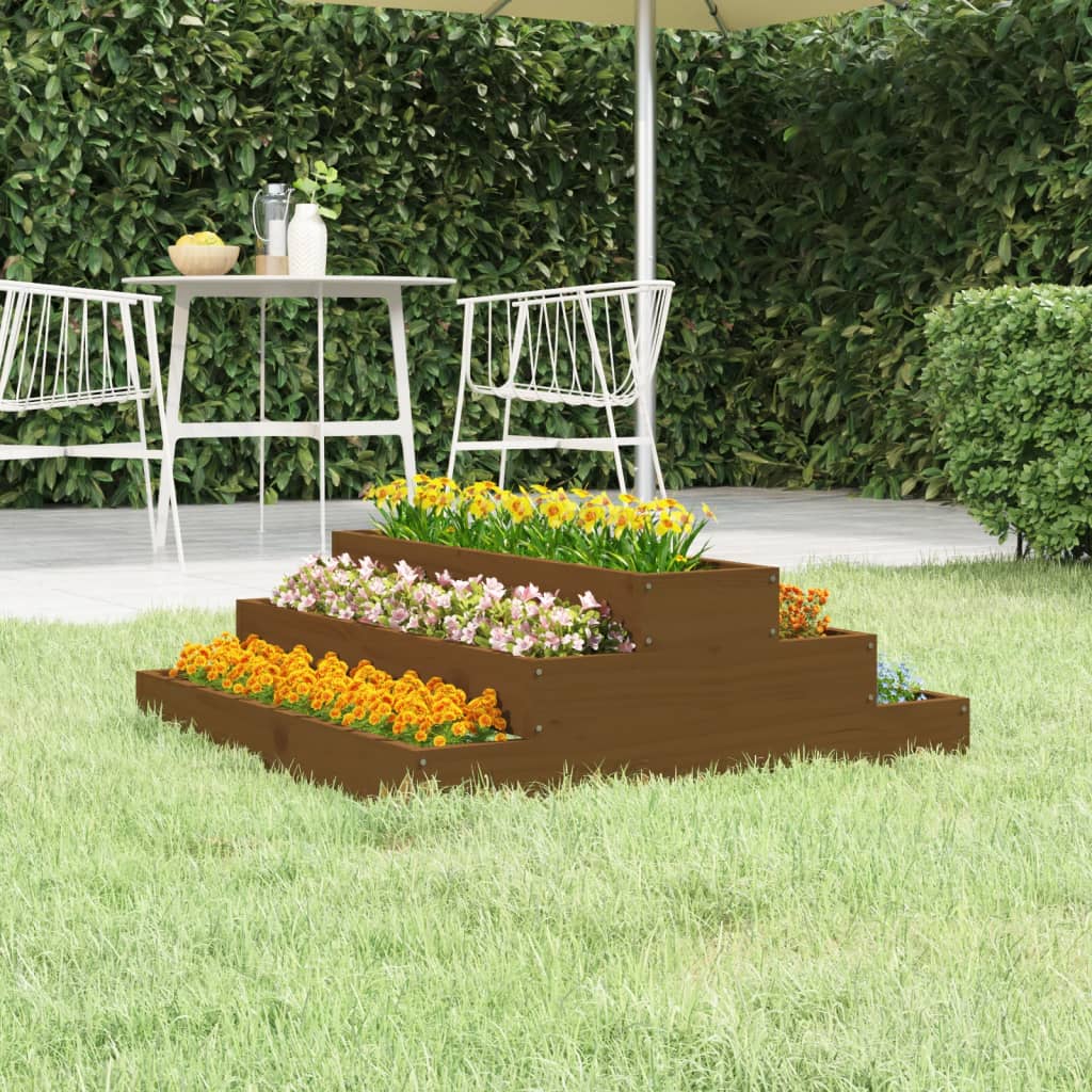 vidaXL Kvetináč medovohnedý 80x80x27 cm borovicový masív