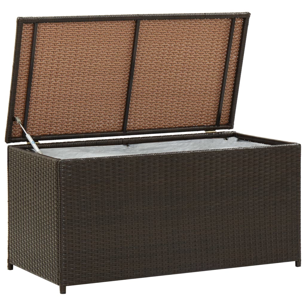 vidaXL Záhradný úložný box hnedý 100x50x50 cm polyratanový
