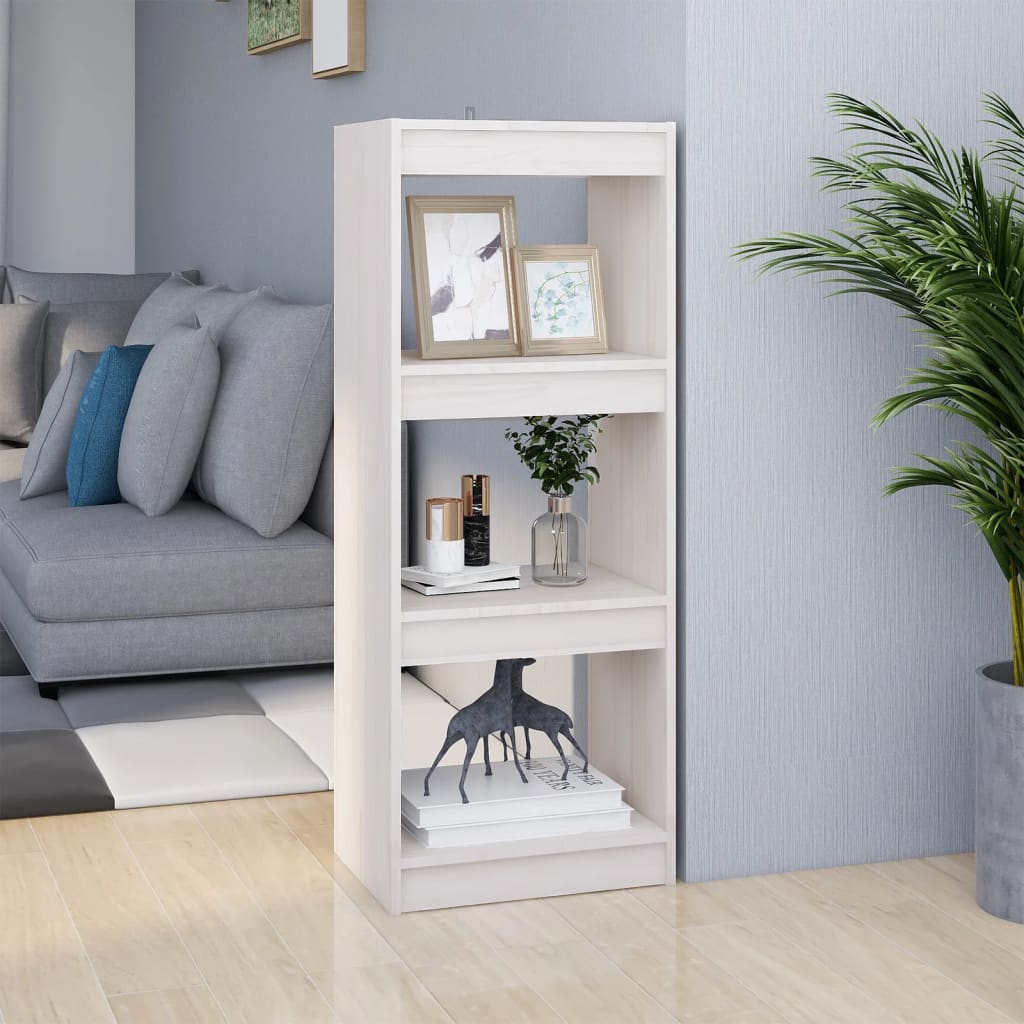 vidaXL Knižnica/deliaca stena biela 40x30x103,5 cm masívna borovica