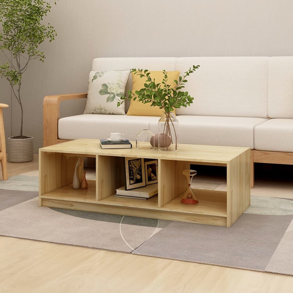 vidaXL Konferenčný stolík 110x50x34 cm, borovicový masív
