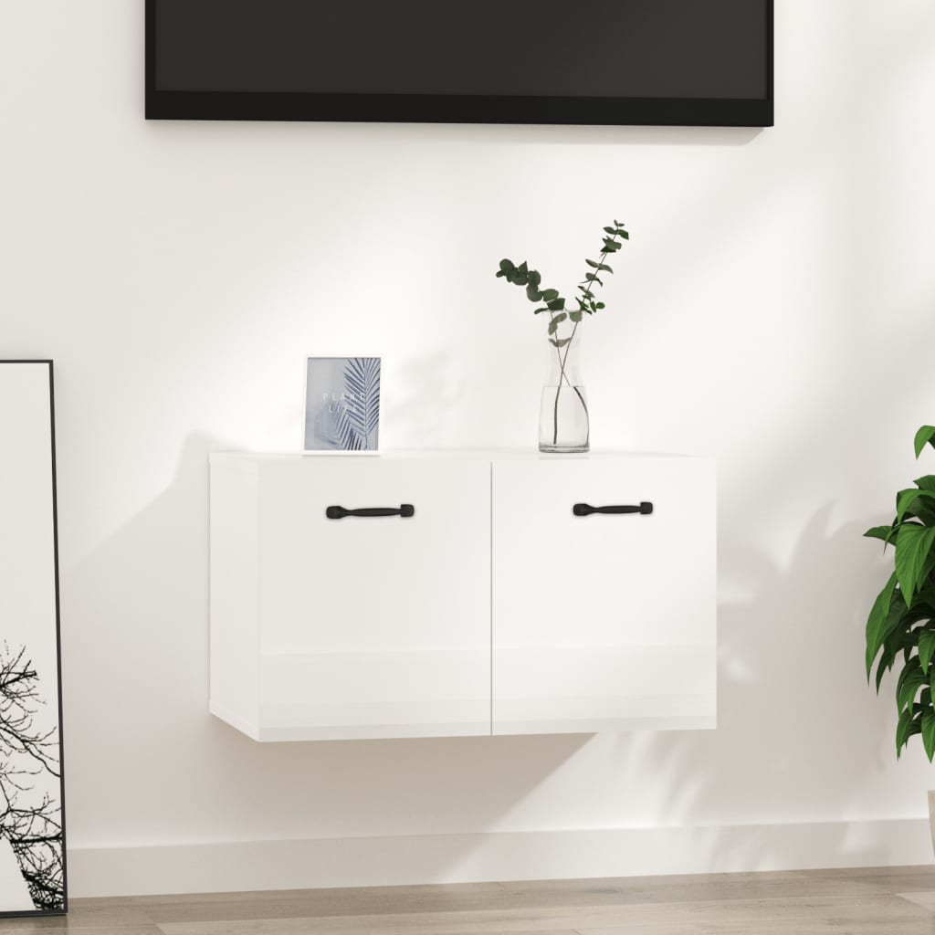 vidaXL Nástenná skrinka lesklá biela 60x36,5x35 cm spracované drevo