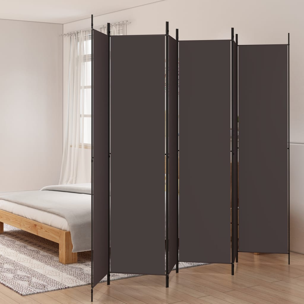 vidaXL 6-panelový paraván hnedá 300x220 cm látkový